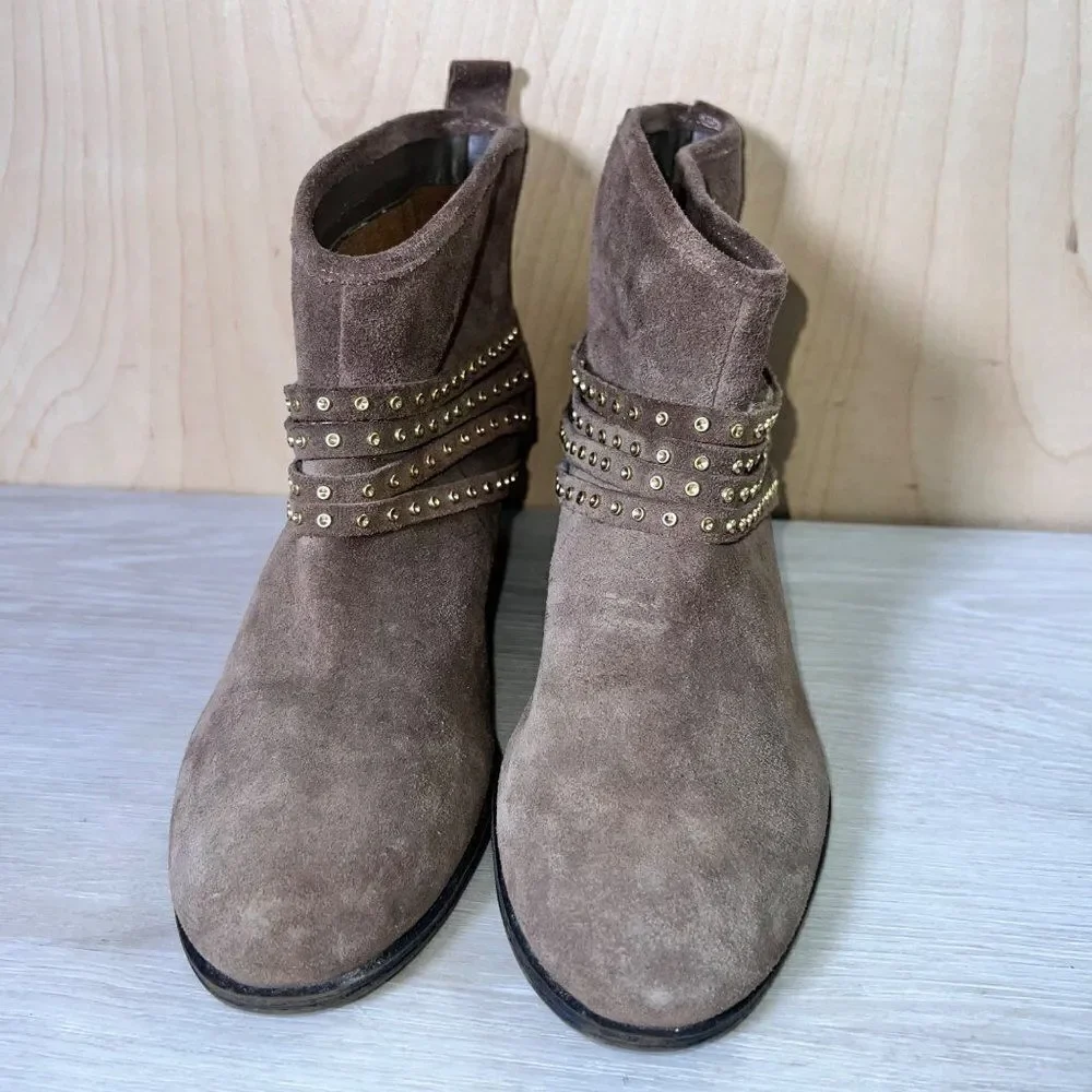 Jessica Simpson Clauds Mink Split Suede Studded Ankle Boots‎ Women's 9M